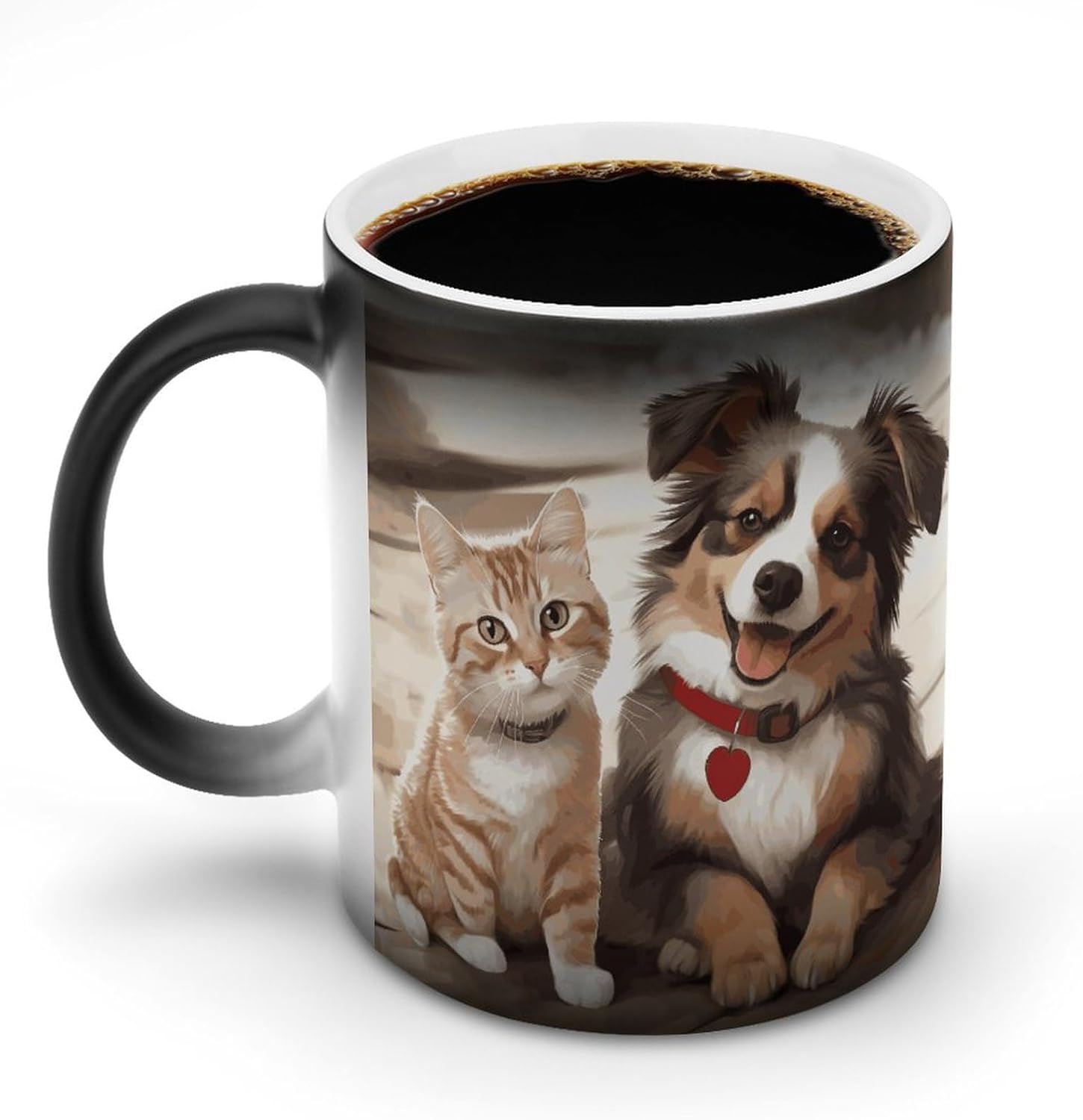Color Changing Mug Funny Cat Dog Printed Ceramic Coffee Mug Heat Changing Sensitive Mug Magic Heat Changing Coffee Mug Novelty Coffee Mugs