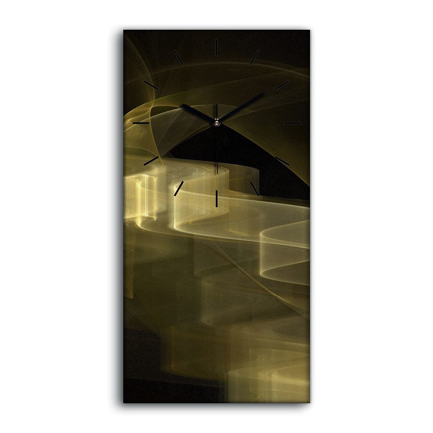 Horloge sur toile 30x60cm peinture fractale abstraite moderne