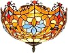 12 Inches Tiffany Flush Mount Ceiling Light, Large Stained Glass Uplighter Lamp Love Beads Vintage Style Deco Chandelier for Living Dining Room Bedroom Corridor