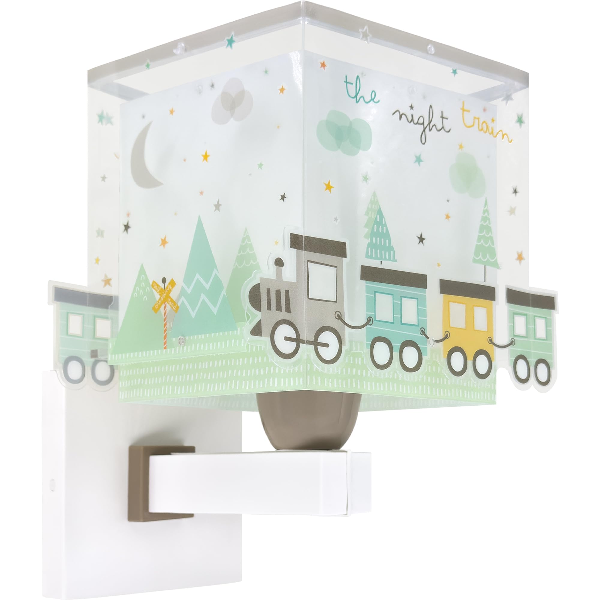 Dalber Lámpara Aplique Pared Infantil Tren Verde 63539 E14 | Lámpara aplique de pared con instalación directa a la corriente o mediante cable con interruptor incluido. The Night Train