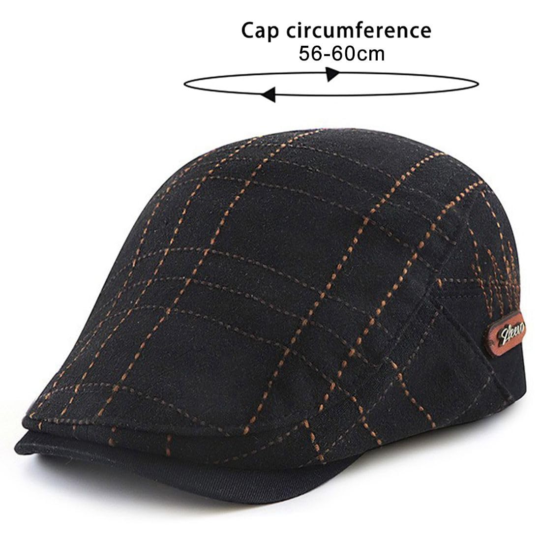 JNKET Fashion Splicing Duckbill Cap Men Women Flat Cap Casual Driving Cap Newsboy Hats (US, Alpha, One Size, Medium, Dark Grey)