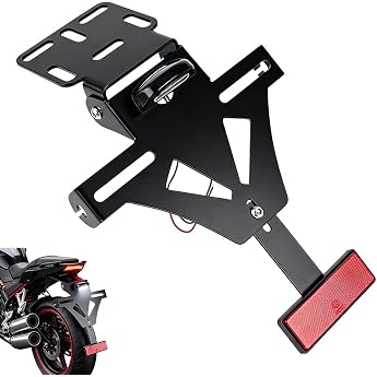 Foreverup Motorcycle Number Plate Holder Universal Number Plate Holder Adjustable Angle Motorcycle Number Plate Holder with Number Plate Reflector with Most Motorcycle Models Black