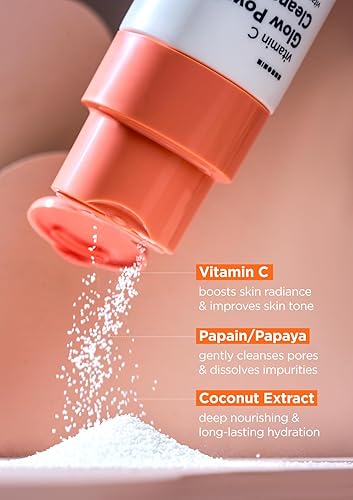 Miniatura 5 de Hanskin Limpiador en polvo con vitamina C Glow – Lavado facial suave para aclarar y radiante piel, limpiador facial en polvo de enzima de papaya
