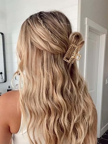 Miniatura 5 de Casdre Pinza de metal para el cabello, pinza cuadrada dorada, cadena de mandíbula de plátano, accesorios para el cabello de sujeción fuerte para