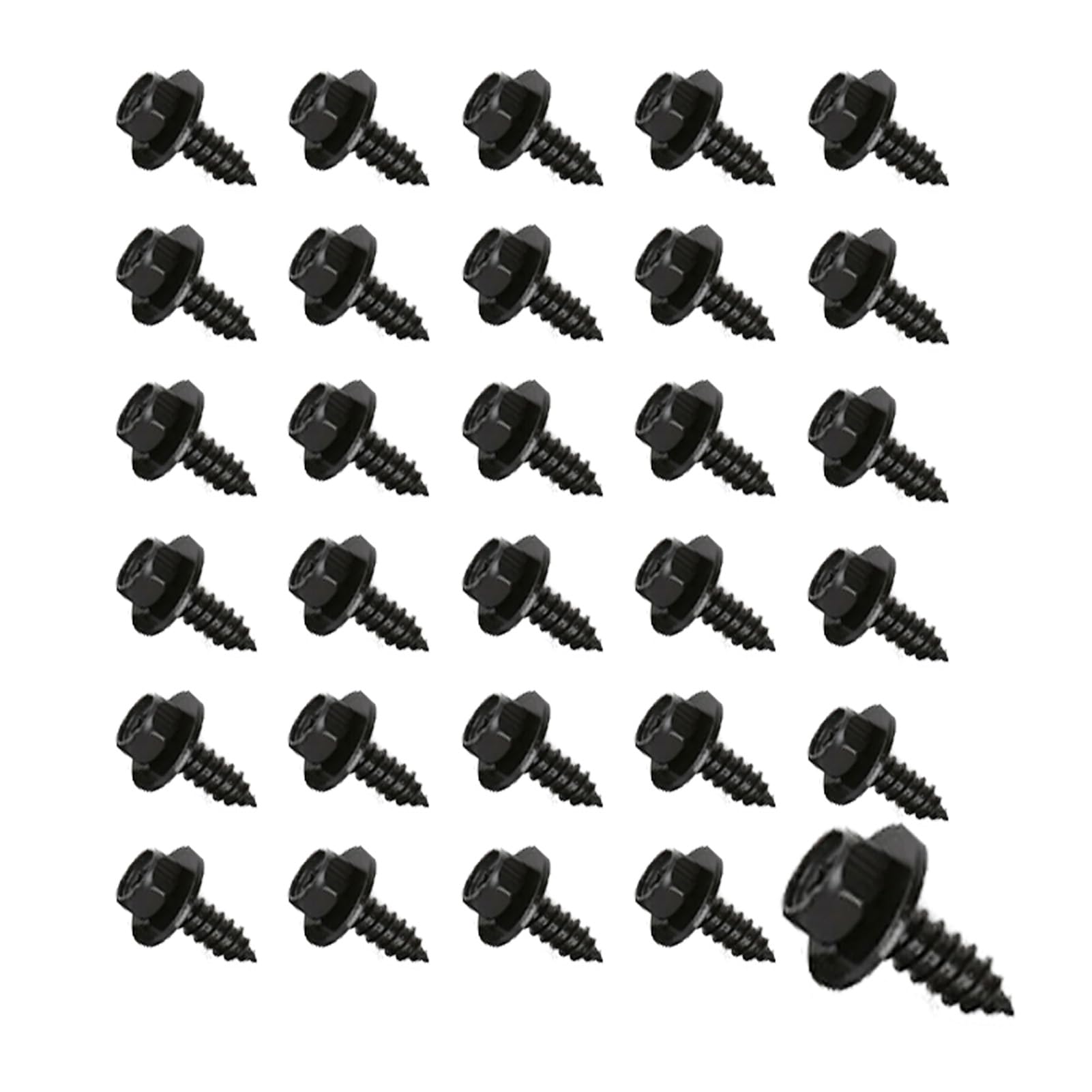Viti Autofilettanti per Lamiera Acciaio Inox con Guarnizione e Rondella Esagonale 5,5–6 x 19 mm Nero, Viti Carrozzeria Auto per Metallo Plastica Lamiera Riparazione 30 Pezzi