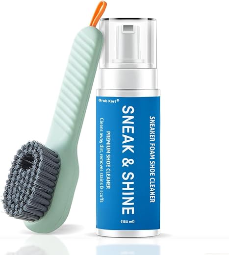 Grab Kart Shoe Cleaning Kit, Shoe Cleaner Spray with Shoe Cleaning Brush, Sneaker Cleaner - White Shoe Cleaner Foam For Su...