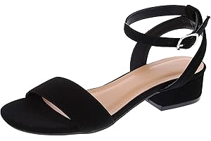 TruFox Open Toe Ankle Strap Low Block Heel Dress Sandal for Women Casual Summer