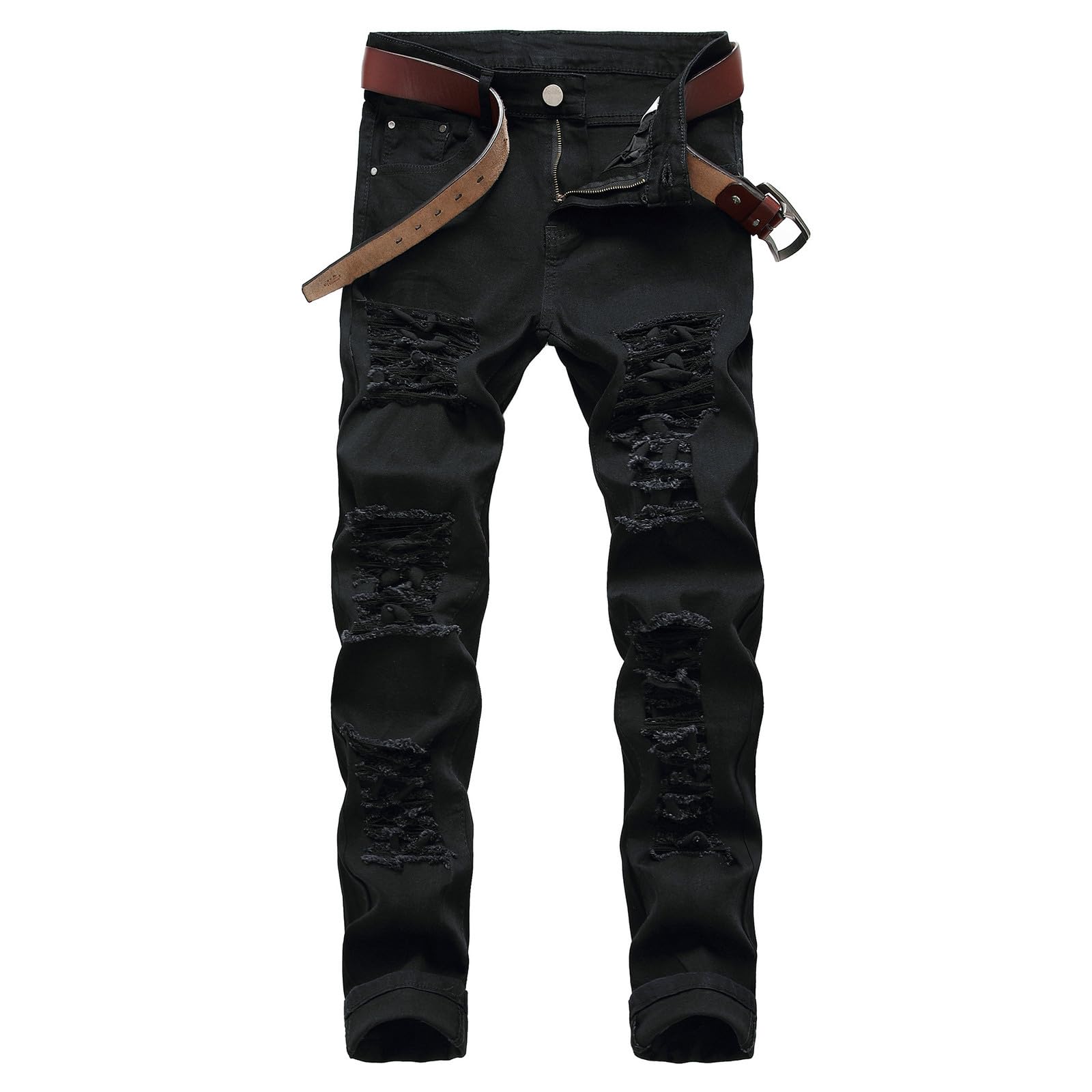Jeans elasticizzati da uomo, strappati, jeans attorcigliati, da uomo, in denim