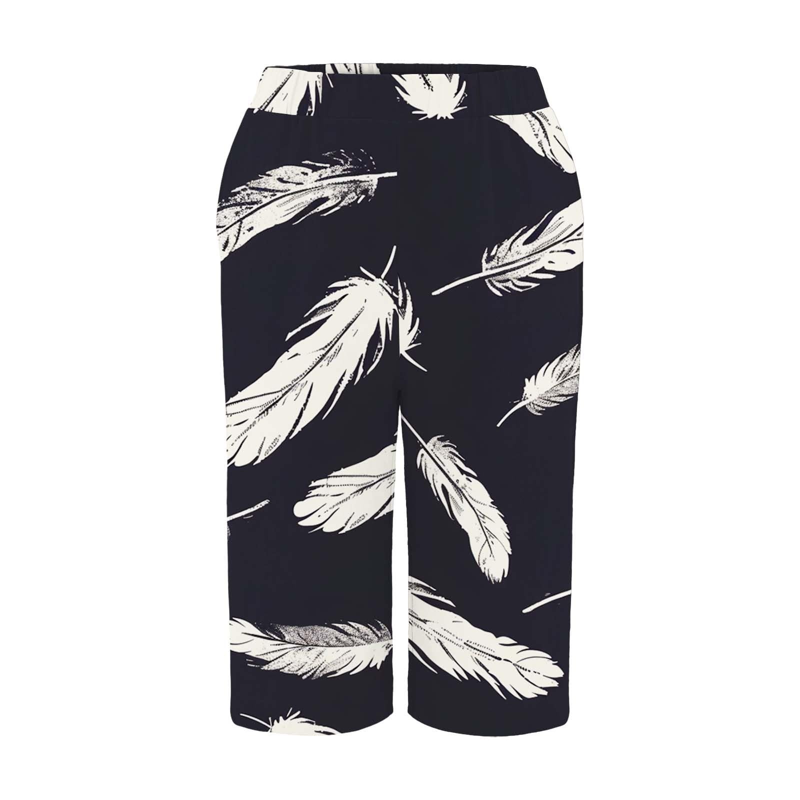 Pantaloni Capri da donna casual alla moda a gamba larga in bambù con tasche da donna pull on capris crop vestibilità rilassata lino pull on capris per donna leggero