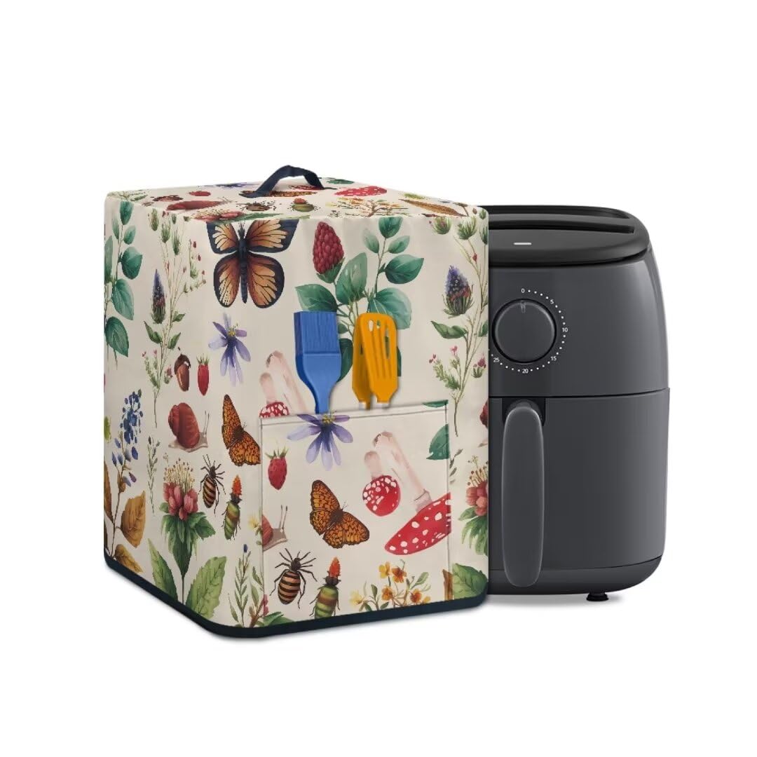 GOSTONG Butterfly Print Air Fryer Protector with Storage Pocket Insulated Pressure Cooker Covers Air Fryer Accessories Rice Cooker