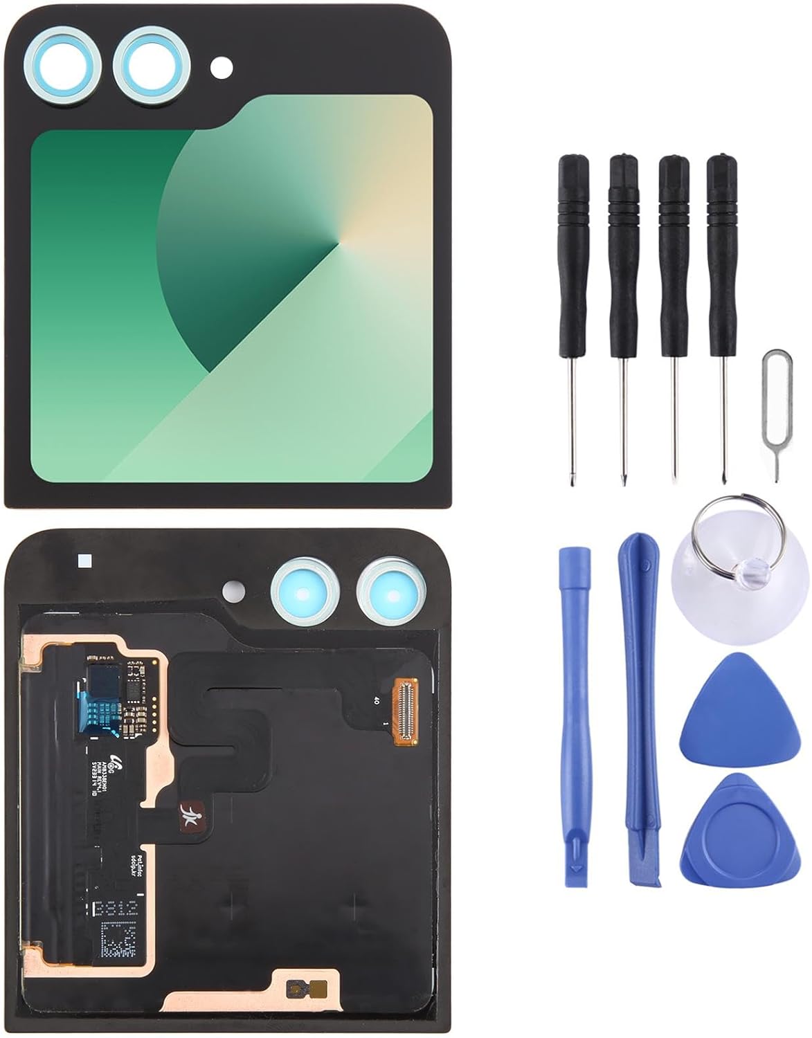 Cellphone Screen Replacement Repair Parts,for Samsung Galaxy Z Flip6 SM-F741B Original LCD Secondary Screen Digitizer Full Assembly with Camera Lens Cover (Blue)