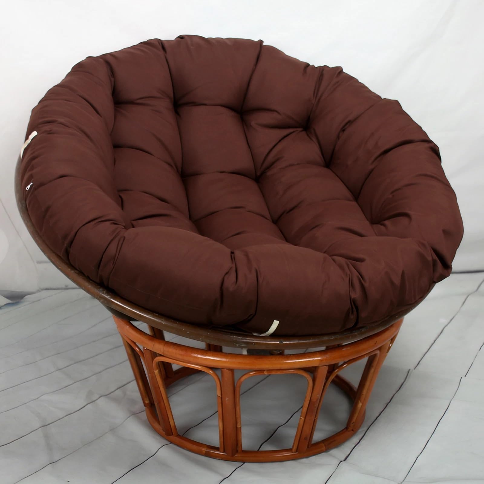 Cojín Redondo Grueso para Suelo y Silla Tipo Huevo - Poliéster + algodón, Felpa cómoda para sillas mecedoras/Colgantes, jardín Exterior y sofá Interior (marrón, 160 x 160 cm)