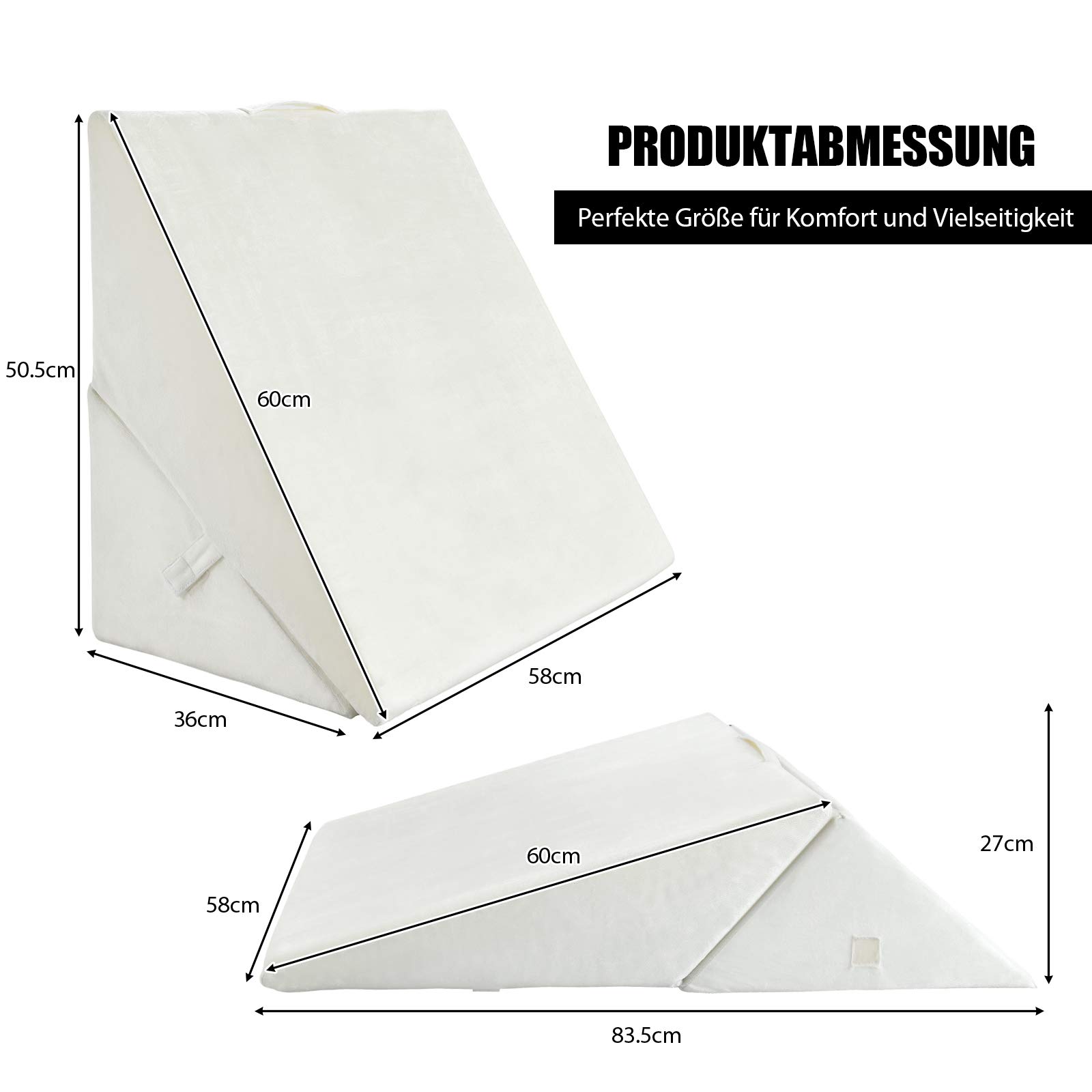 COSTWAY Poduszka klinowa, poduszka do czytania, poduszka pod plecy, poduszka pod nogi, pianka Memory Foam, pokrowiec nadający się do prania, poduszka na refluks dla dorosłych, ergonomiczna poduszka do