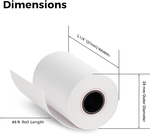 Miniatura 3 de Rollos de recibo de papel térmico de 2 1/4 pulgadas x 65 pies, se adapta a Ingenico 3500 5000 Verifone t650 Pax a920, 50 rollos/caja