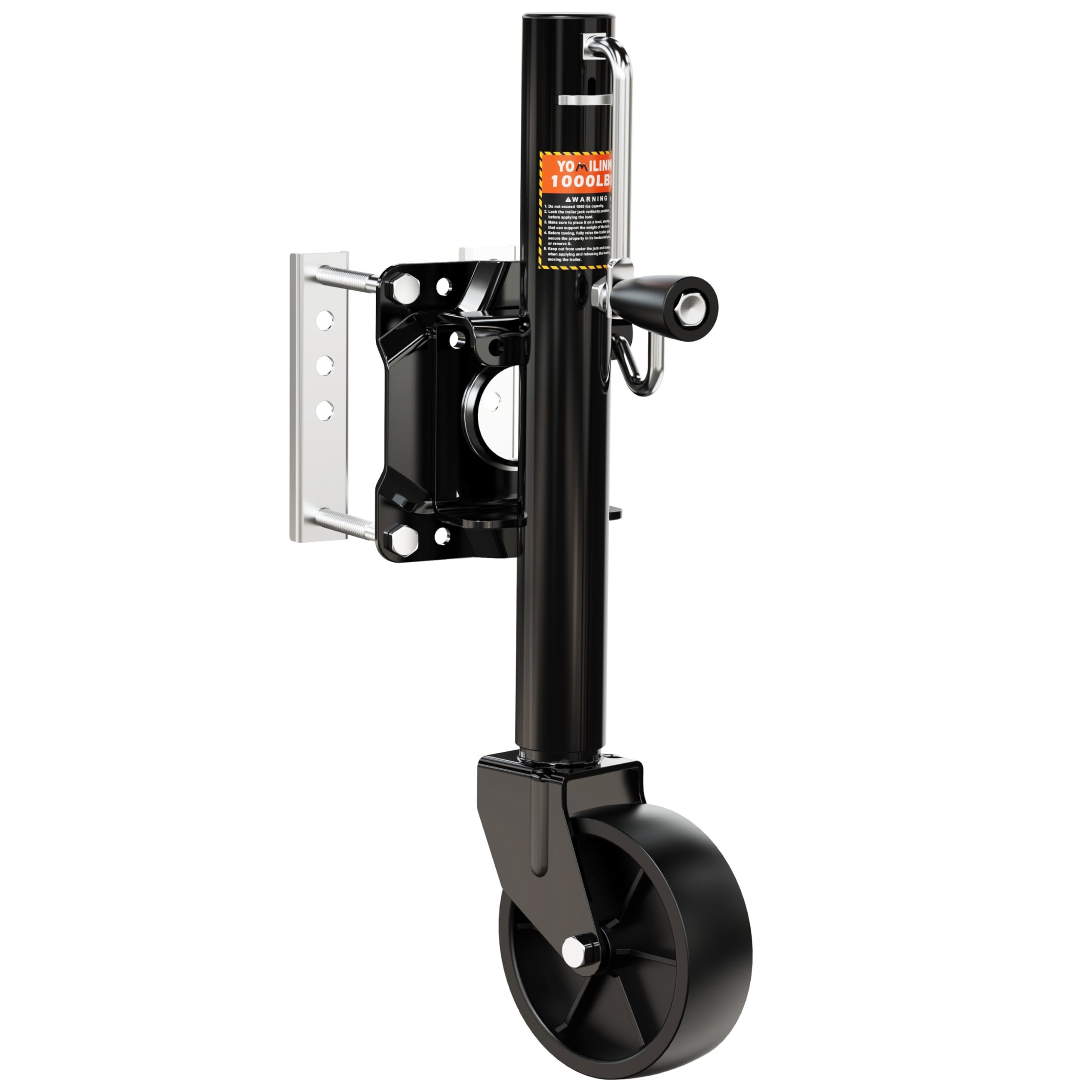YOMILINK 1000 lbs Trailer Jack with Wheel, Heavy Duty Swivel Boat Jack, 12" Lift, Bolt-on Tongue Trailer Jacks for RV Boat Trailers, Black