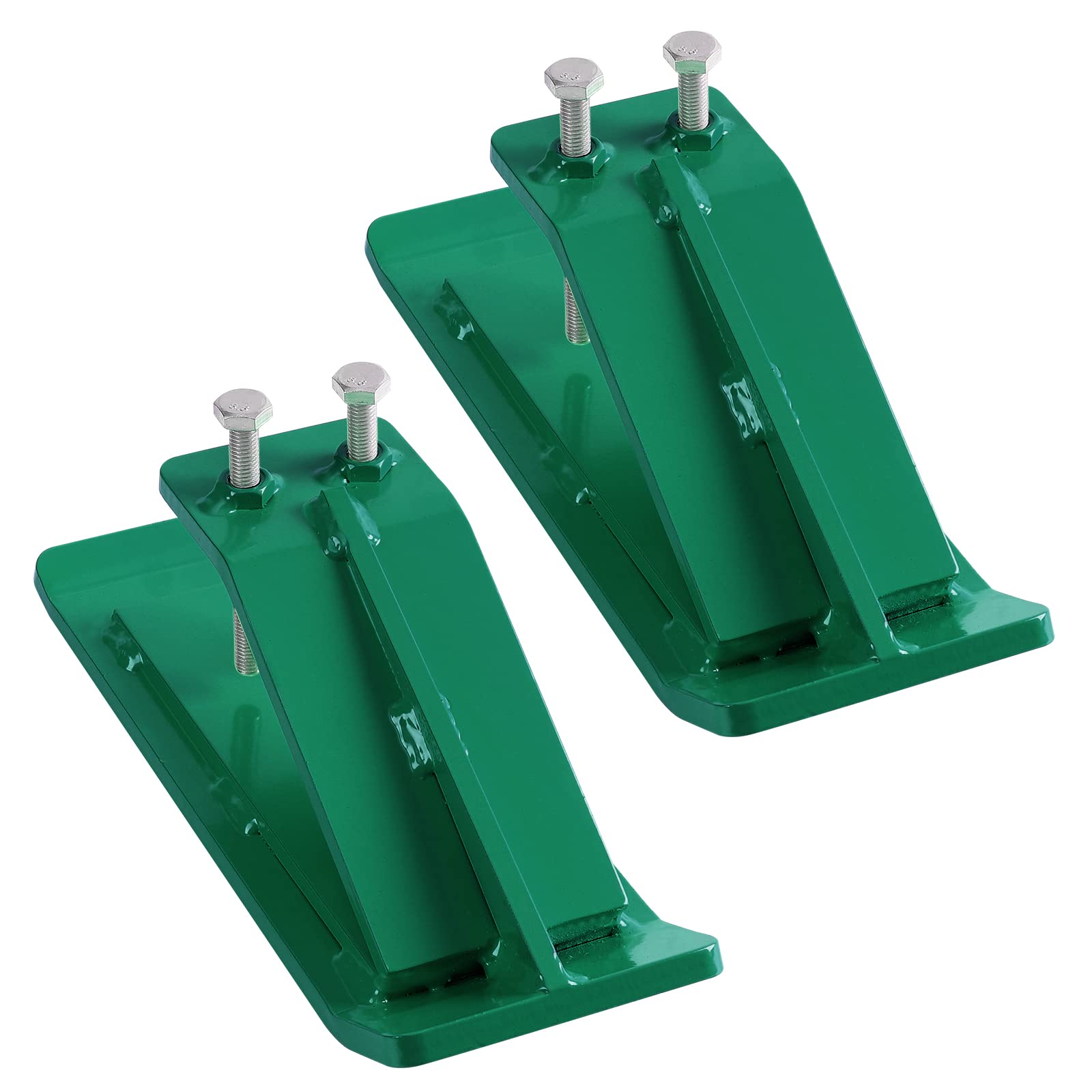Tractor Bucket Protector, 2Pcs Ski Edge Protector, Turf Tamer Skid Protector with Double Lock Nuts and Bolts, Heavy Duty Steel Bucket Attachment for Snow & Leaves Removal, Spreading Gravel, Green