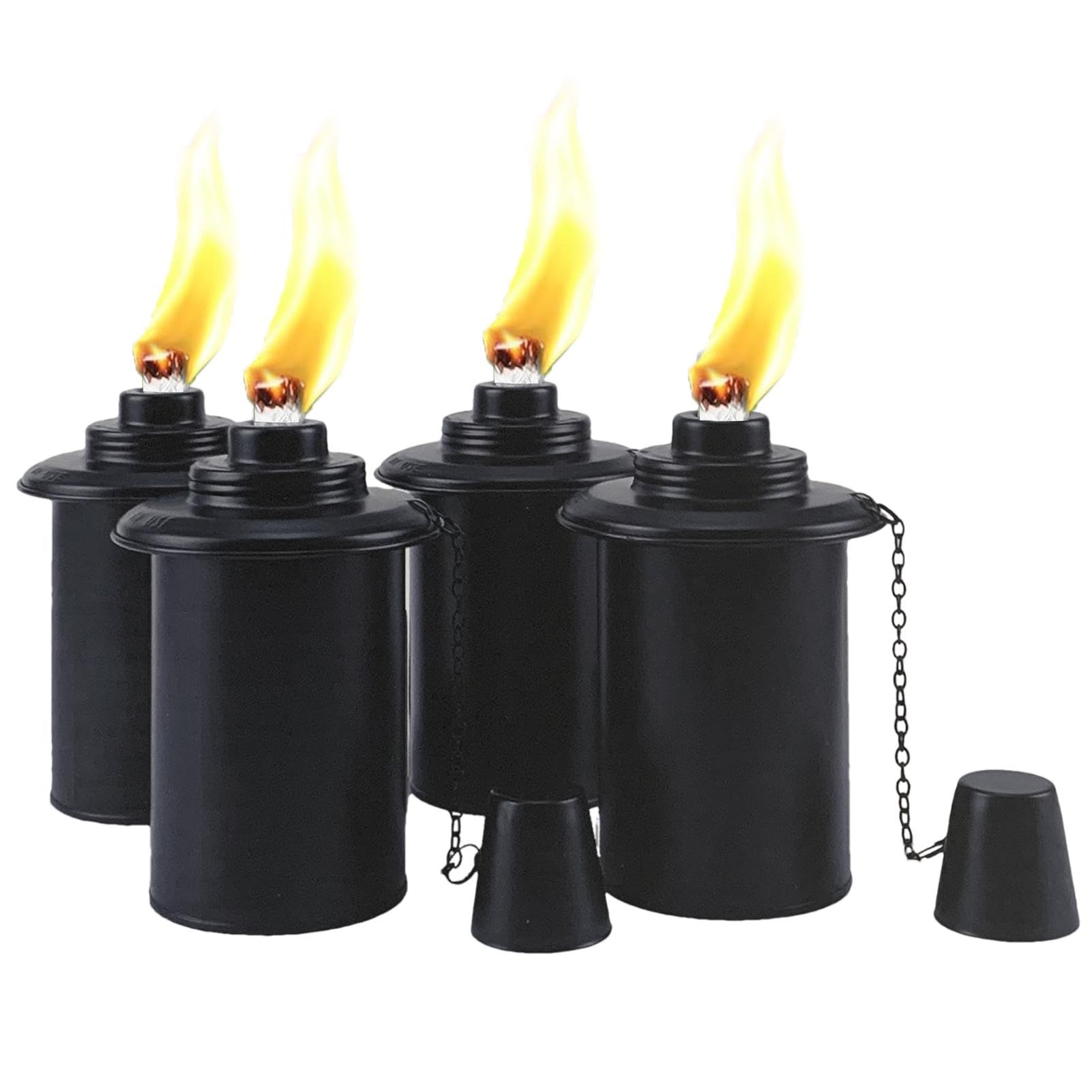 Contenitori per torcia, Contenitori ricaricabili per torcia - Contenitore per torcia in metallo ricaricabile da 4 pezzi con in fibra di vetro - Torcia alla citronella per illuminazione notturna da tav