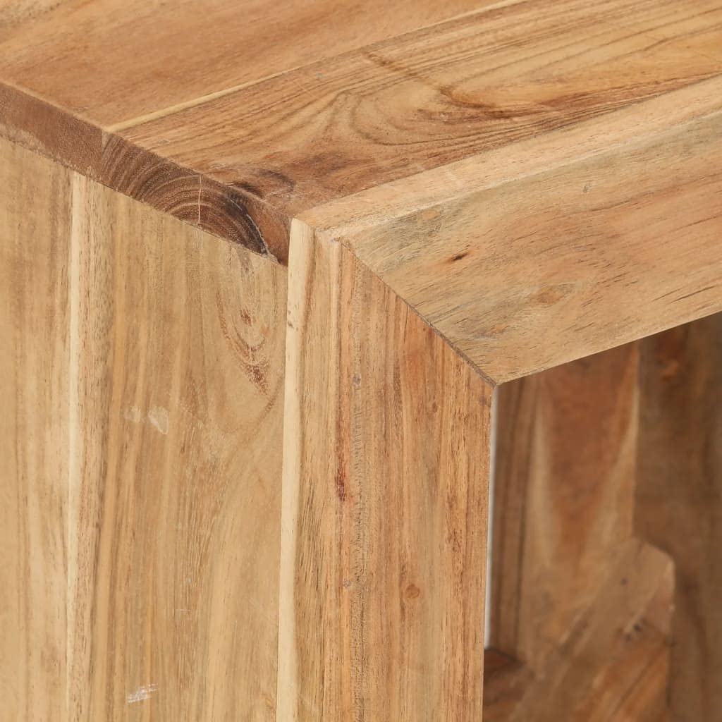Holzhocker 40x30x40 cm aus Massivholz Akazie - Vielseitiger Beistelltisch und Couchtisch mit Ablagefach für Wohnzimmer und Flur - Rustikaler Hocker Natur Unikat
