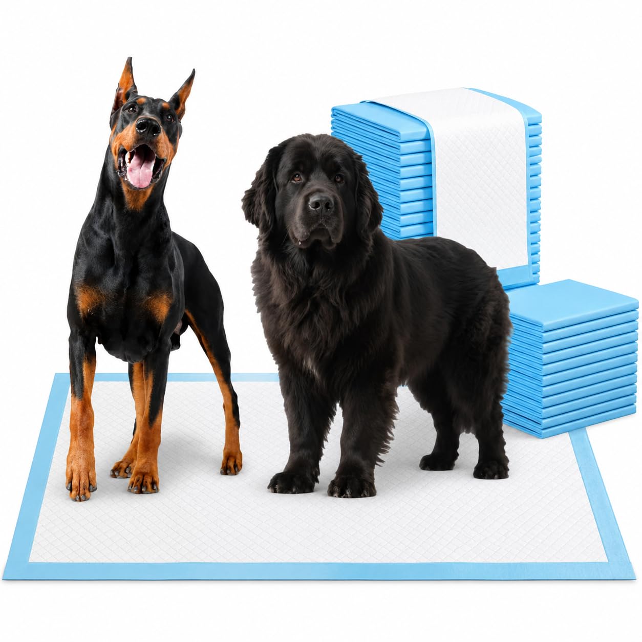 Bulubaky Almohadillas para orina pesadas y absorbentes de 54 x 37 pulgadas para perros grandes, almohadillas desechables de secado rápido para orina de cachorros, almohadillas gruesas fuertes a prueba