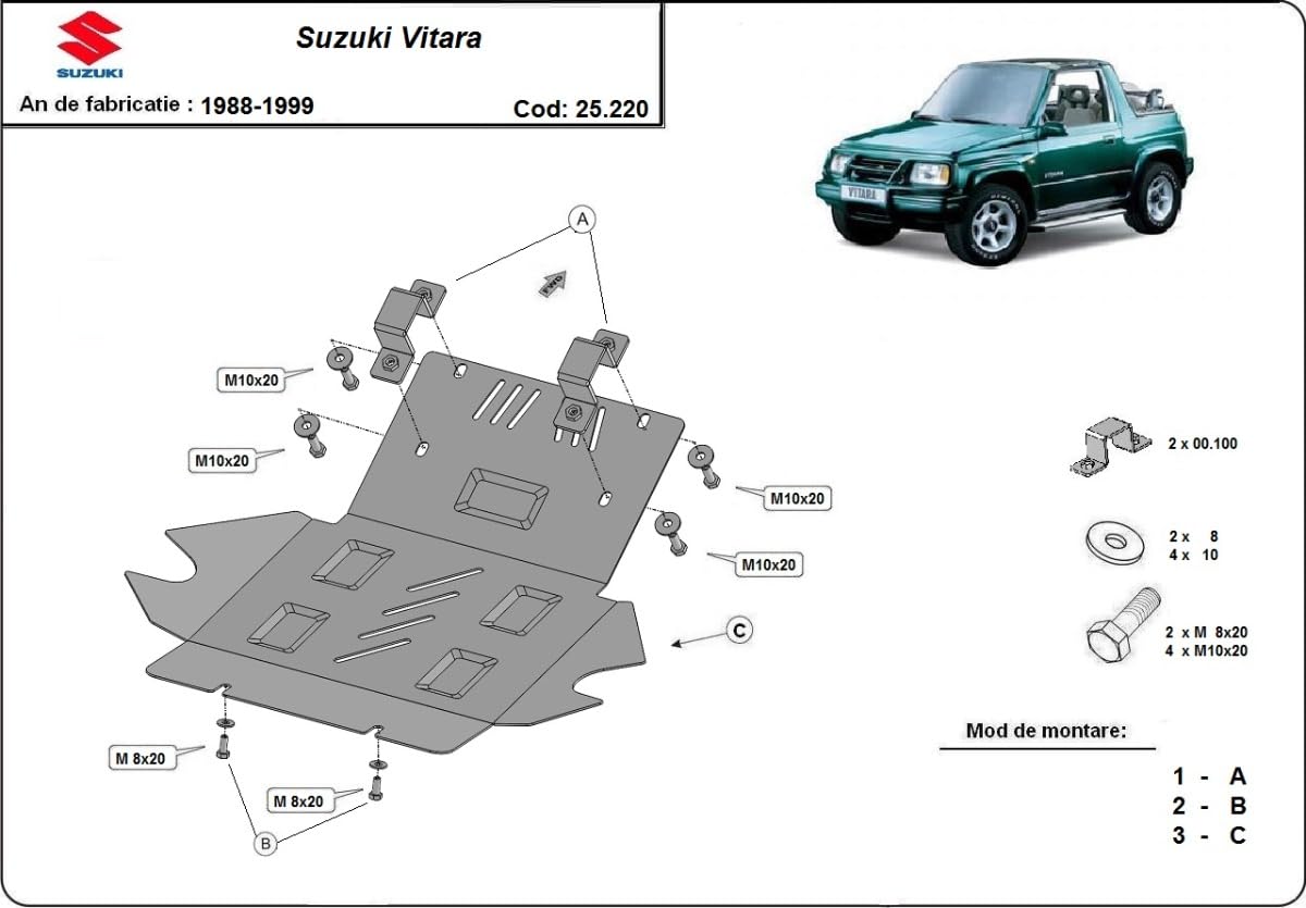 Protección metálica bajo motor compatible con Suzuki Vitara - (1988-1999)