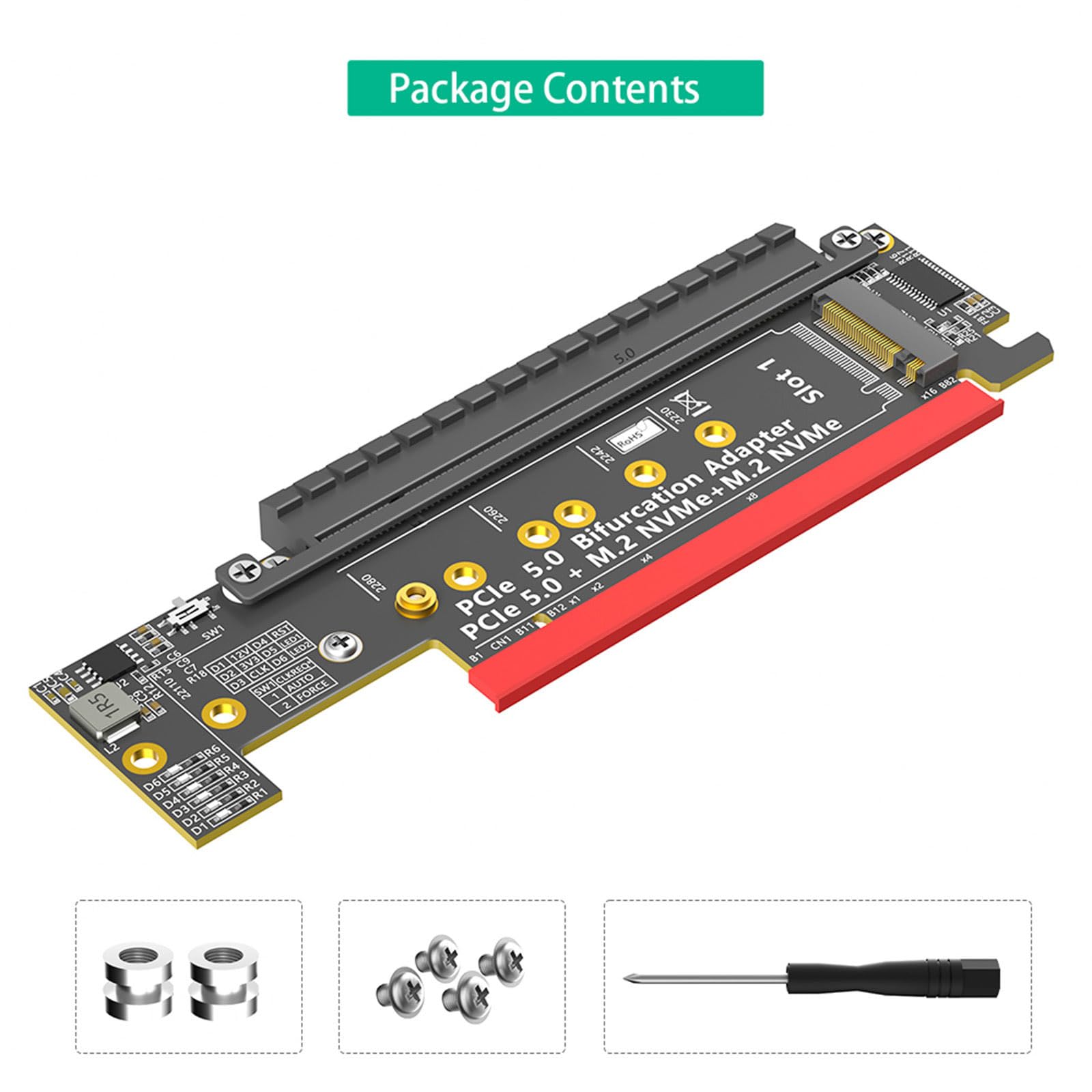Efficiente PCIe 16X 5.0 Doppio NVMe Scheda Adattatori per Desktop Facile Installa e Trasferimento Dati A 32Gbps Thermals Adattatori