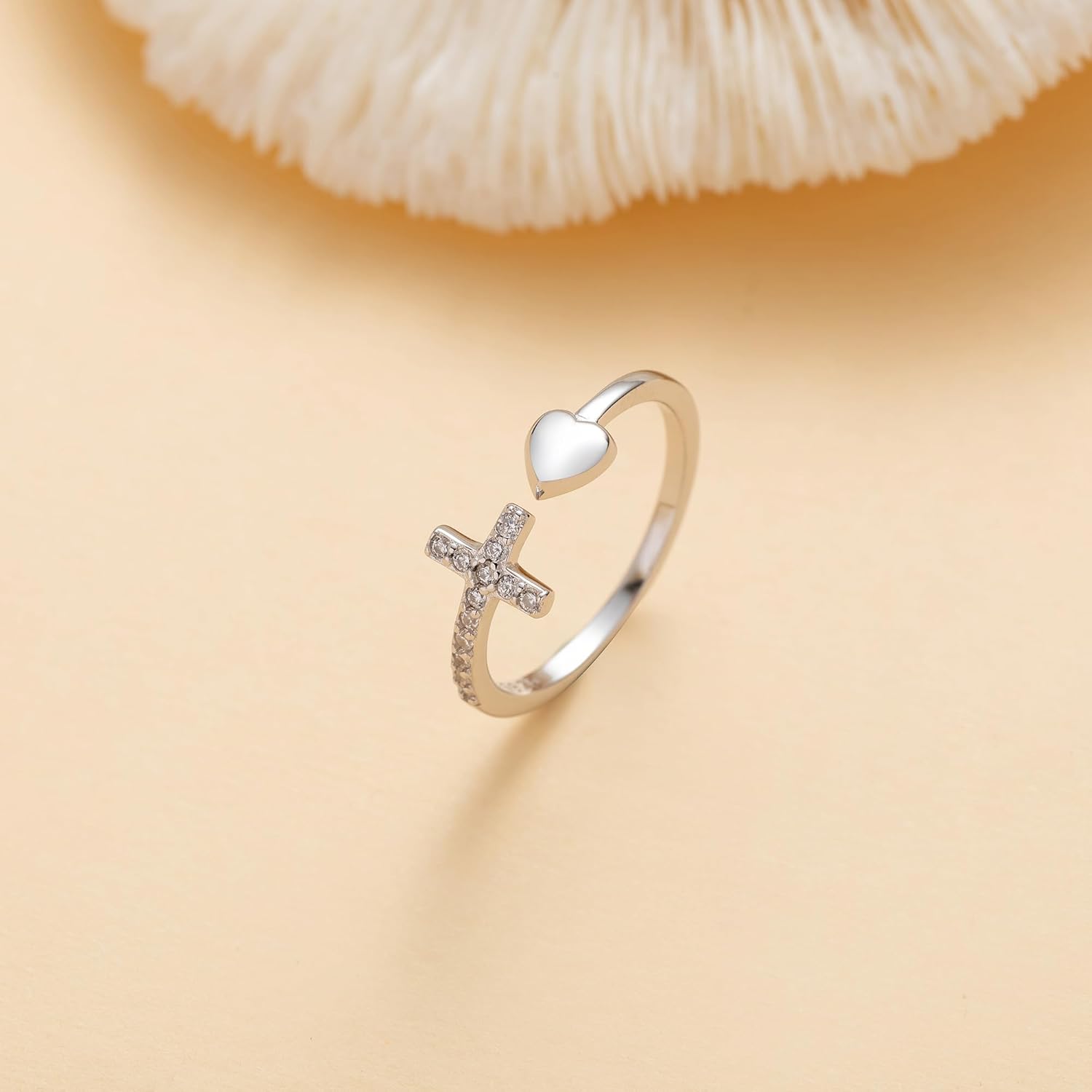 Christian Gifts S925 Sterling Silver Cross Ring for Daughter Women Cubic Zirconia Sterling Silver Adjustable Ring Christian Pray Cross Thumb Rings With Inspirational Card - Image 6