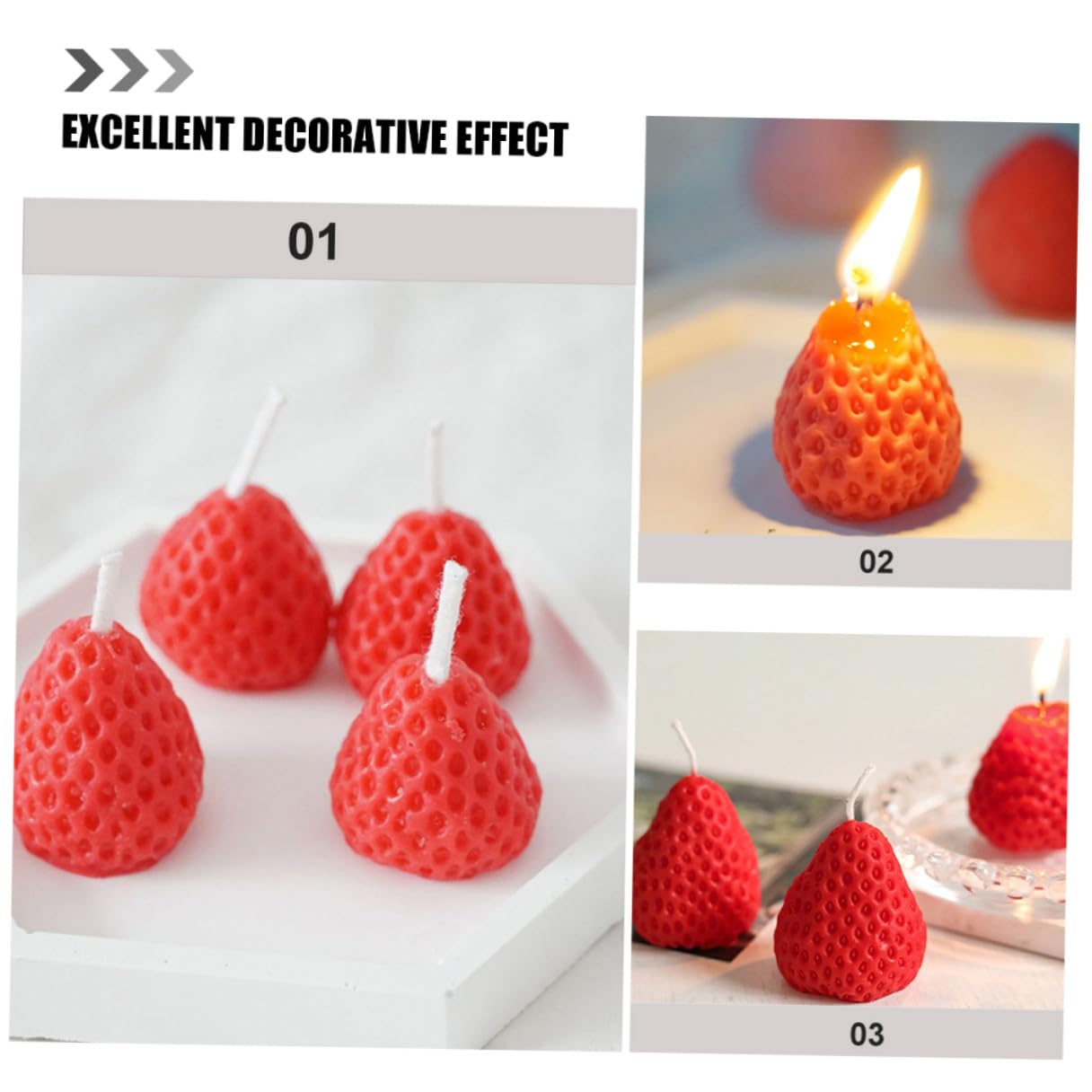 Candele Profumate a Forma di Fragola Effetto Decorativo e Luce Soffusa Set di 9 in Paraffina Rosse per Feste e Decorazioni Domestiche