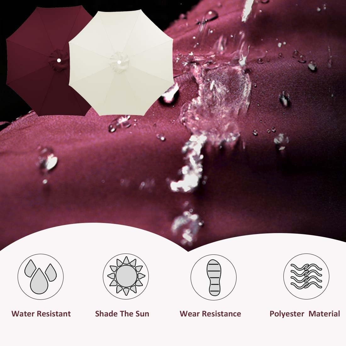 6-Ribs/8-Ribs Umbrella Replacement Cover Patio Umbrella Replacement Top Canopy Outdoor Market Table Parasol Top Fabric Cover