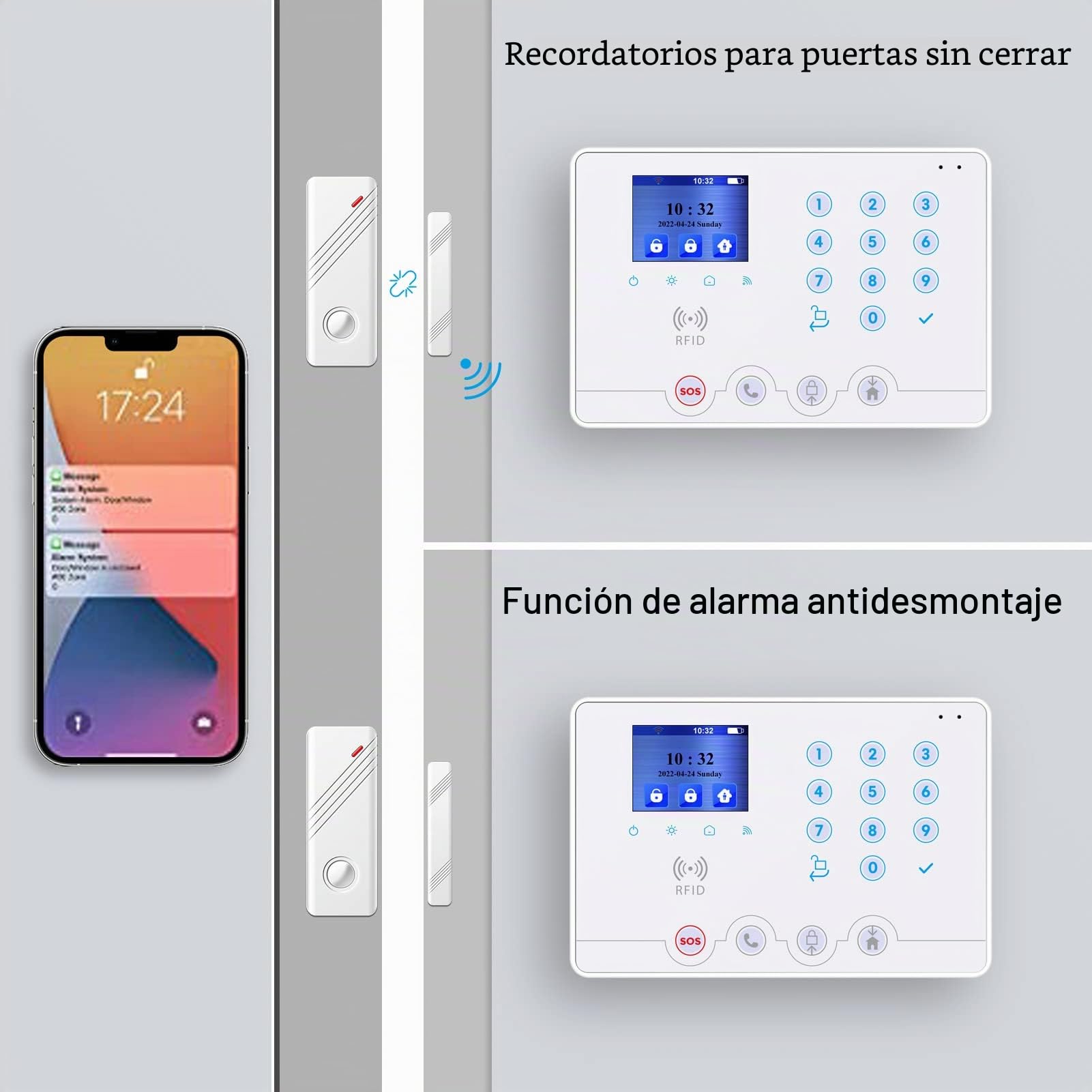 Wolf Guard W4Q Alarmas para Casa Sin Cuotas, Sistema Seguridad con Sirena 110dB, Sensor Puerta/Ventana, Sensor Movimiento PIR, App Control, Fácil Instalación [Clase A++]