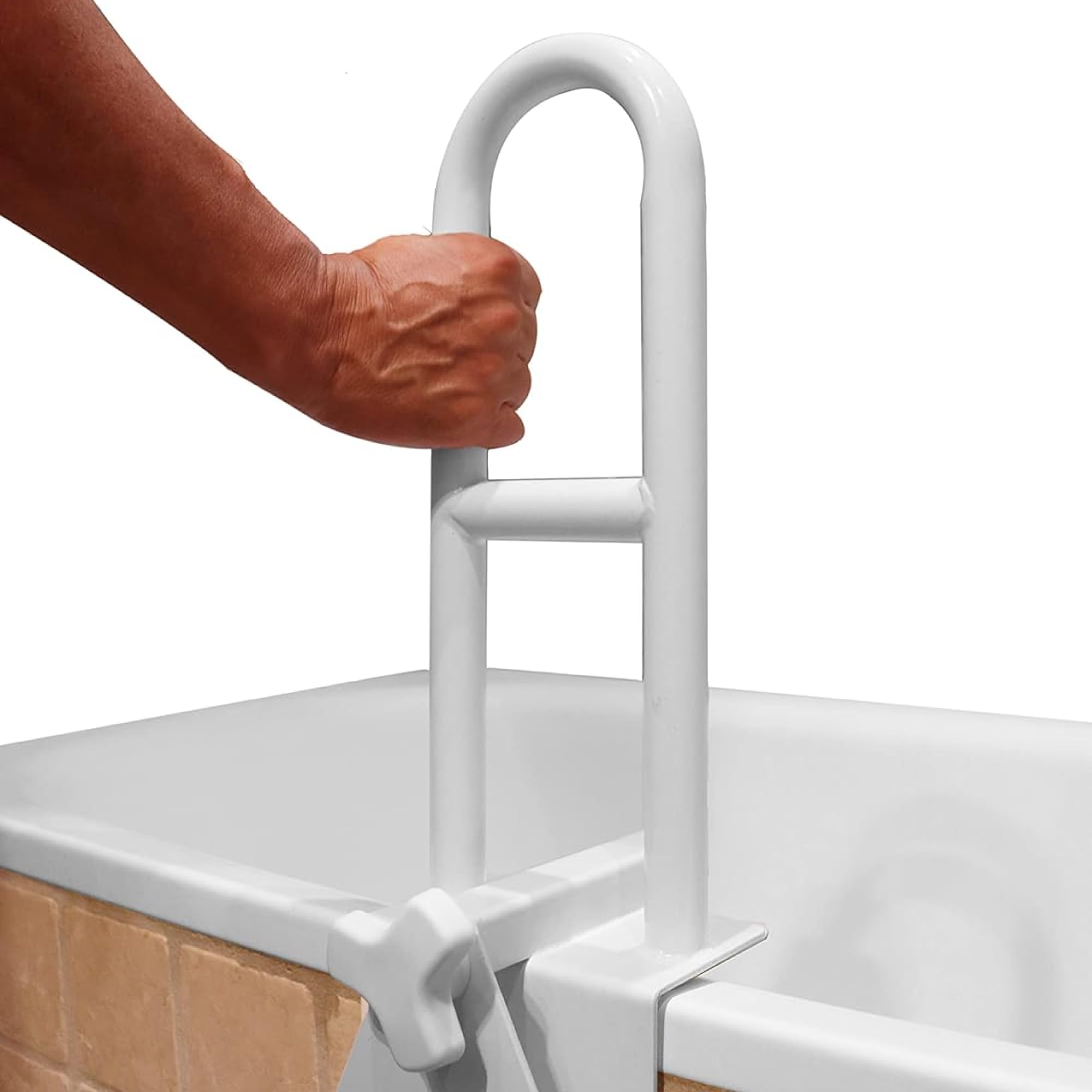 SPES Maniglia di Appoggio per Vasca da Bagno in Acciaio, Bianco | entra ed esci dalla vasca in sicurezza, maniglione di sostegno in acciaio, presa salda, per anziani e disabili
