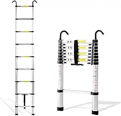 esmen Escada telescópica alta de alumínio multifuncional com 2 ganchos destacáveis 6 m/5 m/4 m/3 m/2 m/1 m