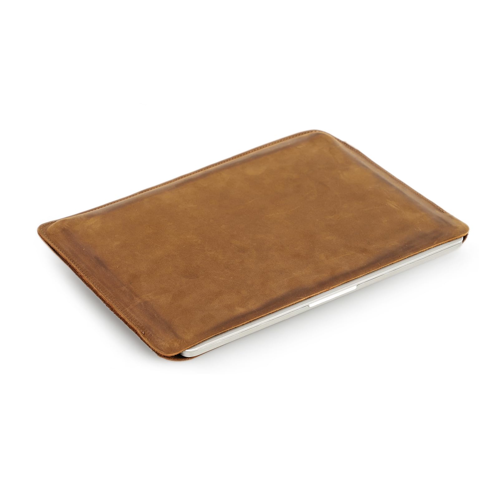 CONTACT'S FAMILY Skórzany pokrowiec na laptopa MacBook Air/Pro 13,3", wąski pokrowiec ochronny na laptopa MacBook Air/Pro 13,3 cala (model poziomy) (brązowy)