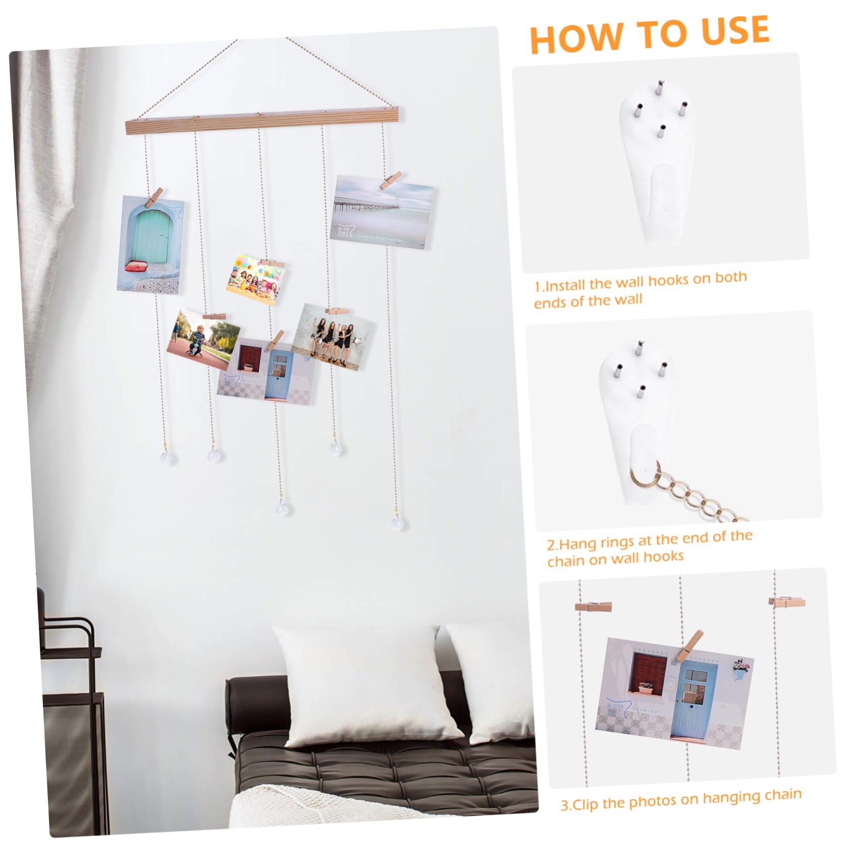 Decoración navideña 1 Juego Creativo para Colgar Fotos en la Pared, Adorno de Madera con Clip para Fotos, para el hogar, sólido, para Bodas, cumpleaños, Decoraciones navideñas, lig