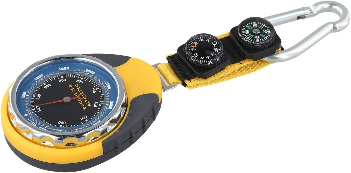 4-in-1 Outdoor Altimeter with Barometer, Thermometer and Compass-, Portable ABS Hiking Tool for Camping, Trekking, Mountaineering and Wilderness Adventures