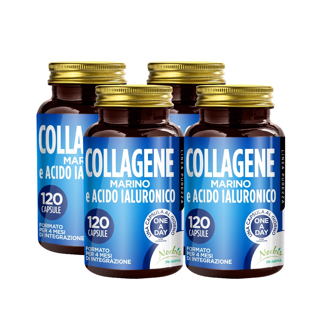 Collagene Marino e Acido Ialuronico: Integratore per Pelle, Ossa e Articolazioni | 120 Capsule - 4 Mesi di Fornitura