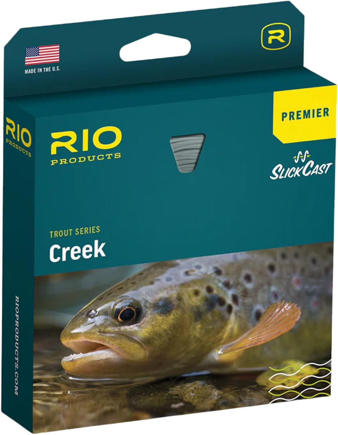 RIO Products Premier Creek Fly Fishing Line, Floating Trout Series, Accurate Line Design with Long Back Taper, Low Stretch & Ultra-Slick Performance, Green/Yellow