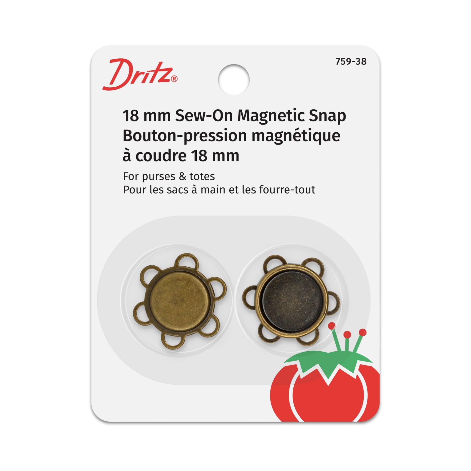 Dritz Flower Sew-On Magnetic Snap-Antique Brass, Other, Multicoloured, 0.55x7.62x9.52 cm