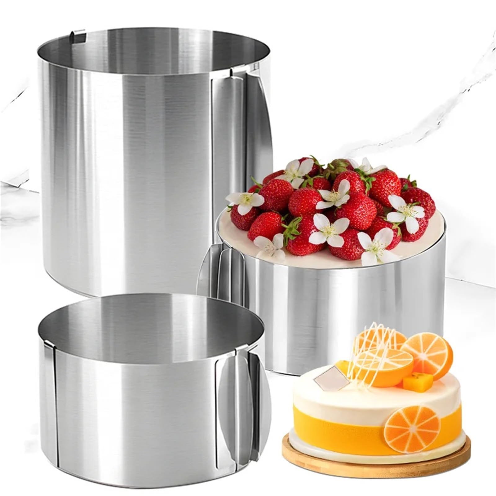 Tortenring 2 stücke Teleskop Mousse Ring Edelstahl Kuchen Ring Kreis Form Rostfrei Backen Kuchen Kreis Einstellbare Küche Backen Werkzeuge(12cm)
