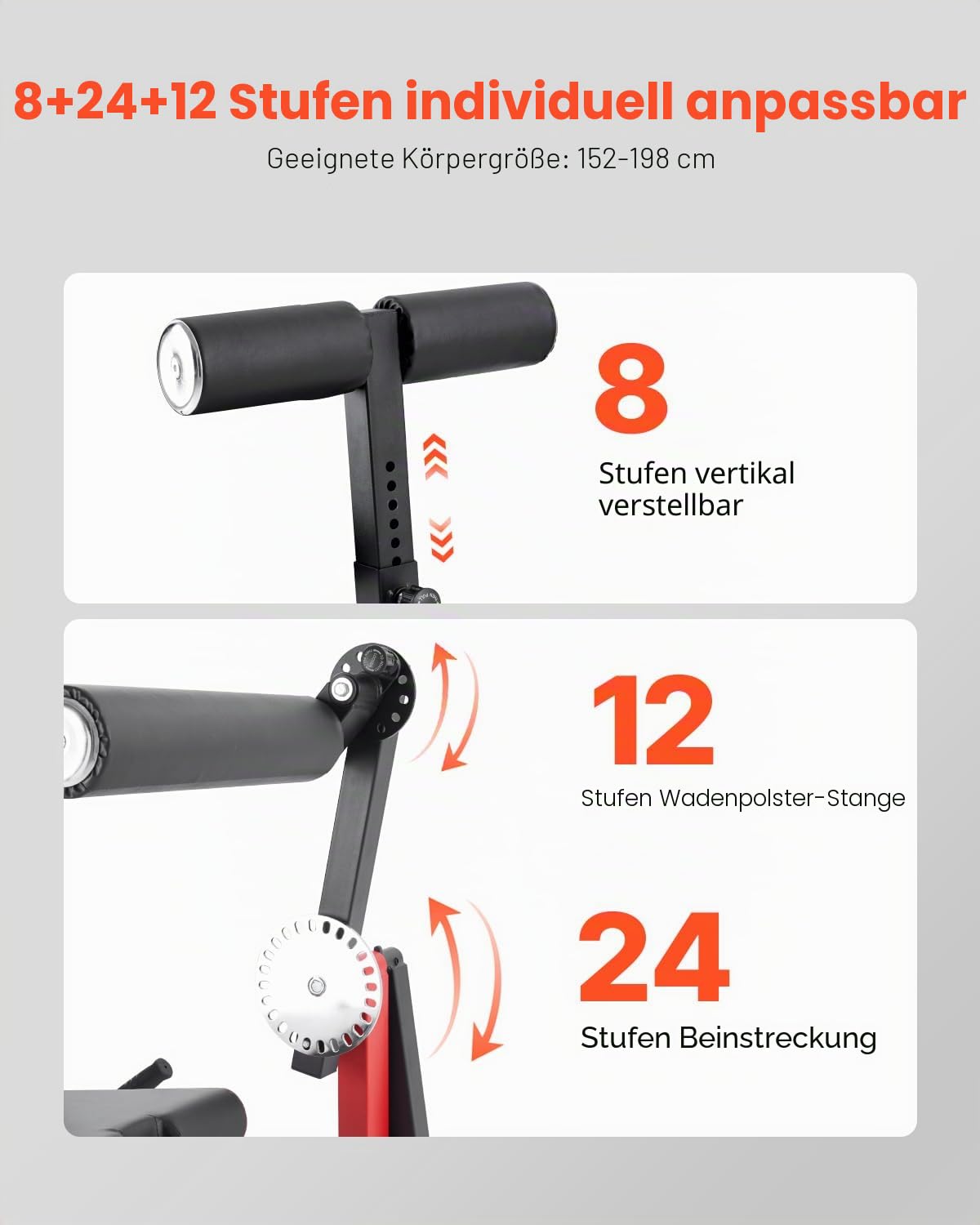 VEVOR Beinstrecker und Curl-Maschine, sitzende Bein-Drehstrecker für die Oberschenkel, verstellbares Gerät für Spezialübungen des Unterkörpers, Heim-Fitnessstudio Trainingsbank, 250 kg Tragkraft