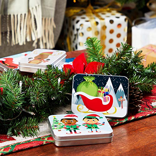 Metal Gift Card Tin Boxes and Lids for Christmas Presents (4.5 x 3.3 In, 6 Pack)