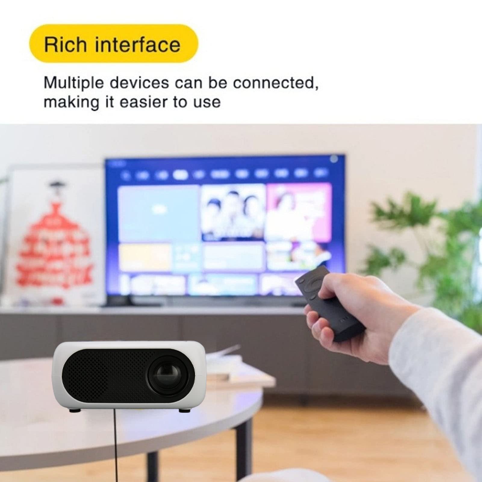 Mini Proiettore Portatile, Videoproiettore Home Theater con Surround a 360 Gradi, Supporto Full HD 1080P, Interfacce Multiple, per Home Theater, Smartphone, Laptop (Spina