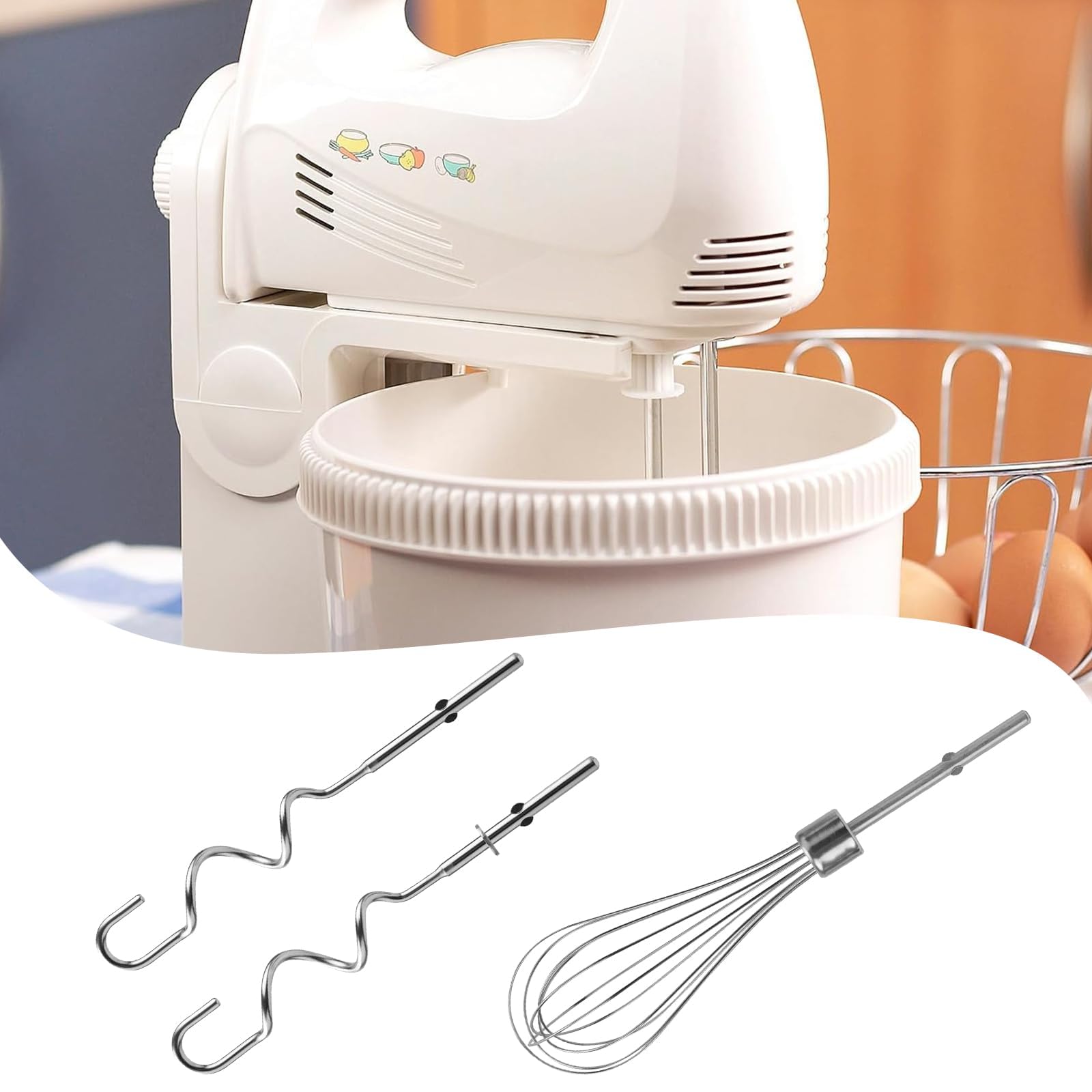 3 sztuki miksera ręcznego akcesoria do KitchenAid, hak do zagniatania i trzepaczka ze stali nierdzewnej, zamiennik ubijacza do jajek i trzepaczki, wysokiej jakości akcesoria kuchenne do