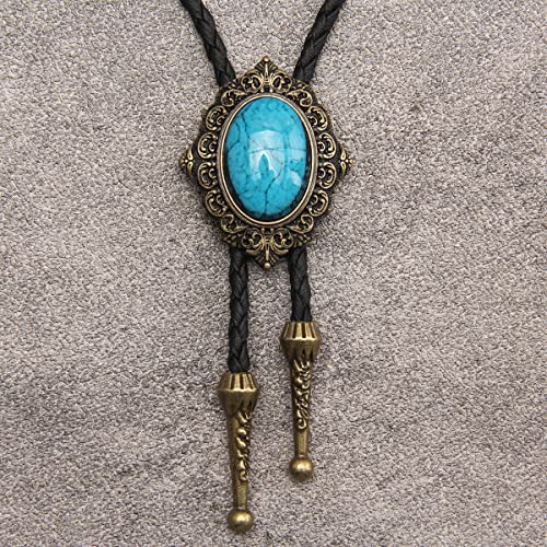 Image of GelConnie Native American Bolo Tie Rodeo Cowboy Leather Necktie Western Necklace Costume Accessories for Men,Women