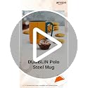 Image of DUBBLIN Polo Stainless Steel Unbreakable Tea Coffee Mug Double Wall with Handle and Lid, Wide Mouth Mug Keeps Beverages Hot & Cold 220 ML Orange