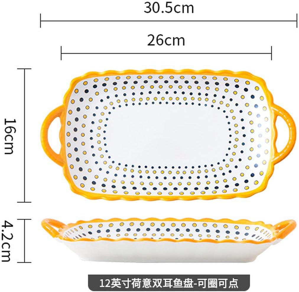 Vintage Rice Bowls ，Ceramic Tableware Rice Bowl personalized bowl and dish set, couple ceramic household ceramic tableware(9.25 inch double ear square plate)