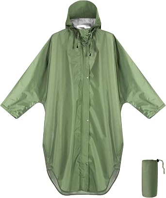 ANYOO Waterproof Rain Poncho for adults Lightweight Reusable Hiking Hooded Coat Jacket for Outdoor Activities