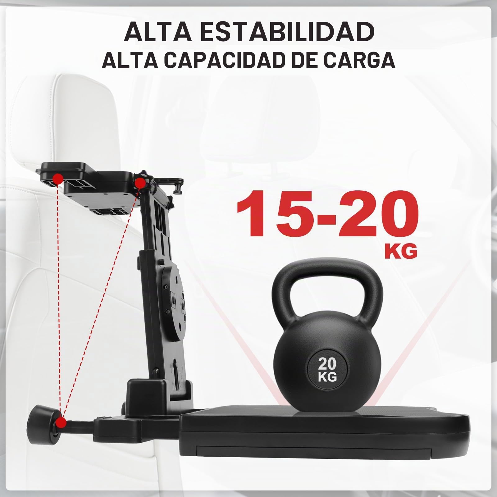 Mesa de Asiento Trasero para Coche, Mesa Portátil para el Asiento del Coche con Portavasos y Soporte para el Móvil, Mesa Multifuncional Plegable, Capacidad de Carga de 15-20 kg