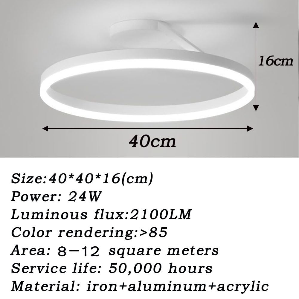 LIUYU Lámpara de Techo LED Plafón Moderno Redondo 40cm 24W Semiempotrada Regulable con Mando a Distancia Blanco para Salón Dormitorio Habitación