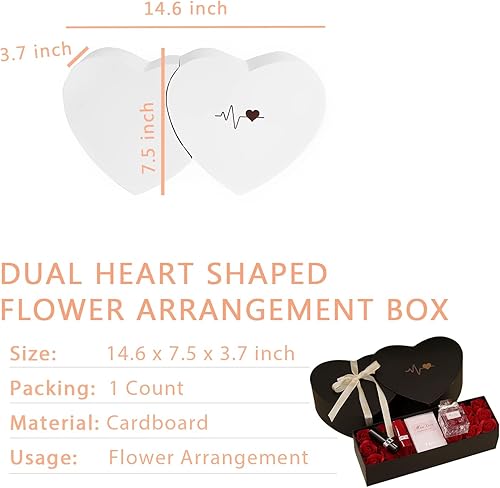 Miniatura 6 de BBJ WRAPS Caja de arreglos florales en forma de corazón doble con tapas, ramo floral, cajas de papel de embalaje para floristas en el día de San