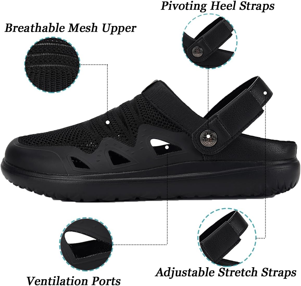 Men's Women's Clogs Garden Shoes Slip On Sandals Breathable Summer Orthotic Walking Slippers with Plantar Fasciitis Soles
